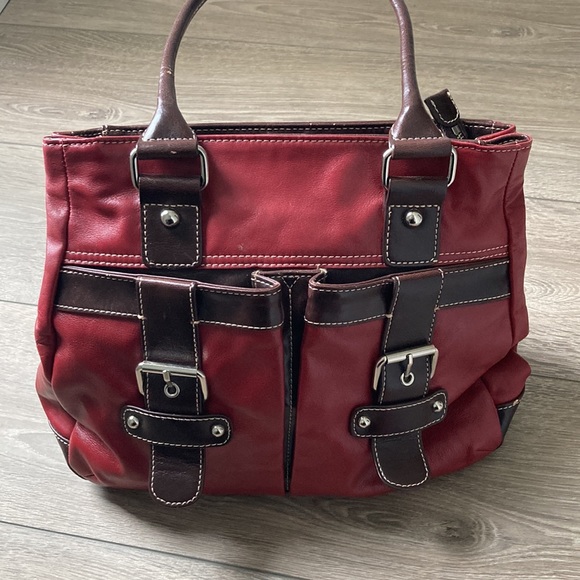 Luce Dark Red & Brown SUPER SOFT Genuine Leather Large Handbag - Picture 2 of 14